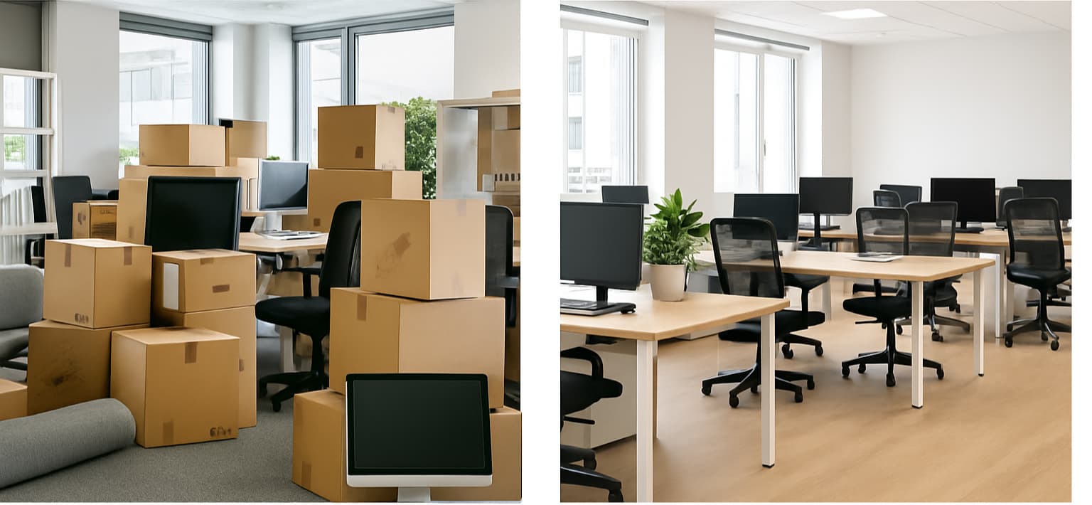 Office move / clear-out before and after