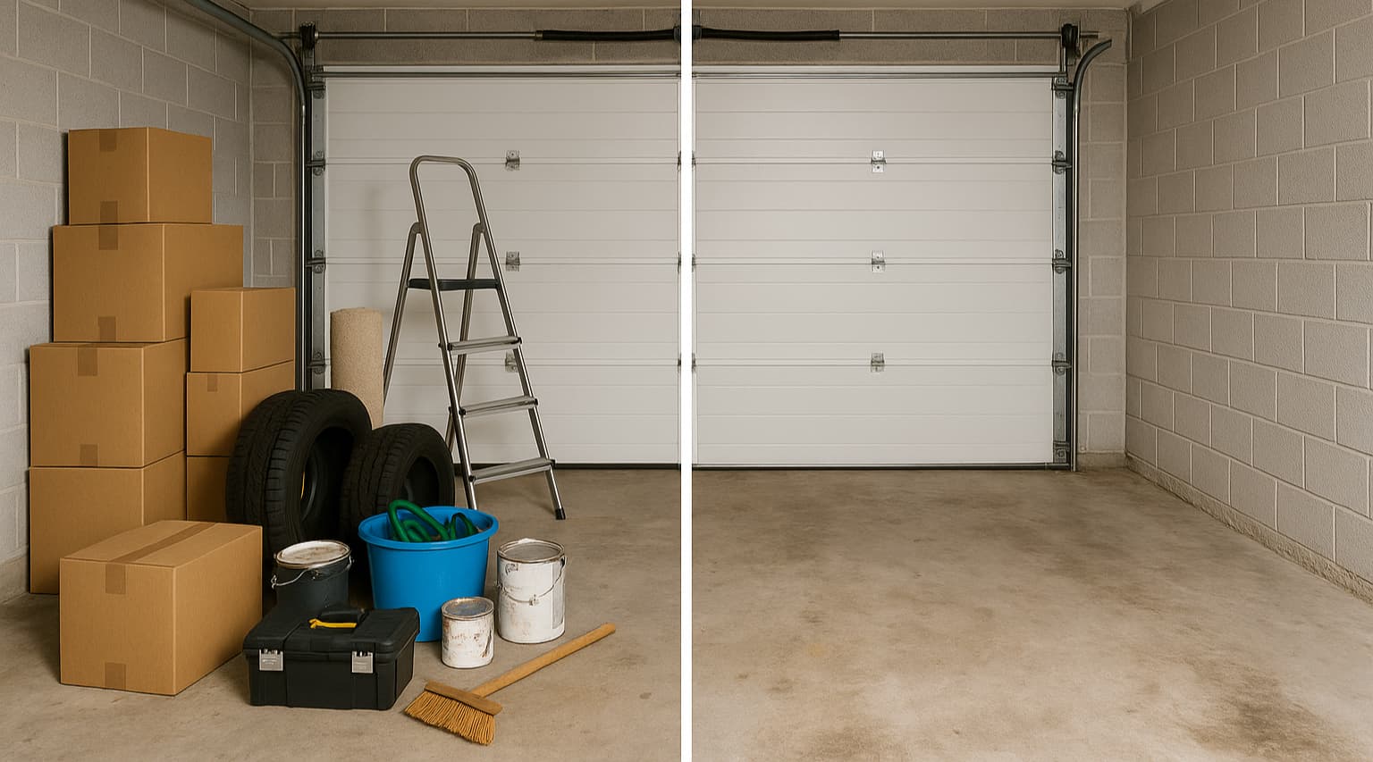 Garage clearance before and after