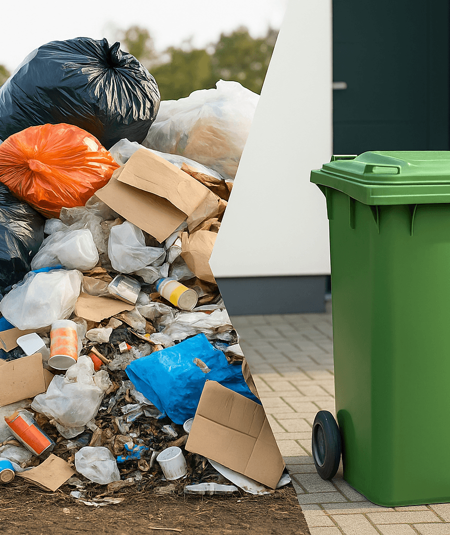 Before and after waste clearance